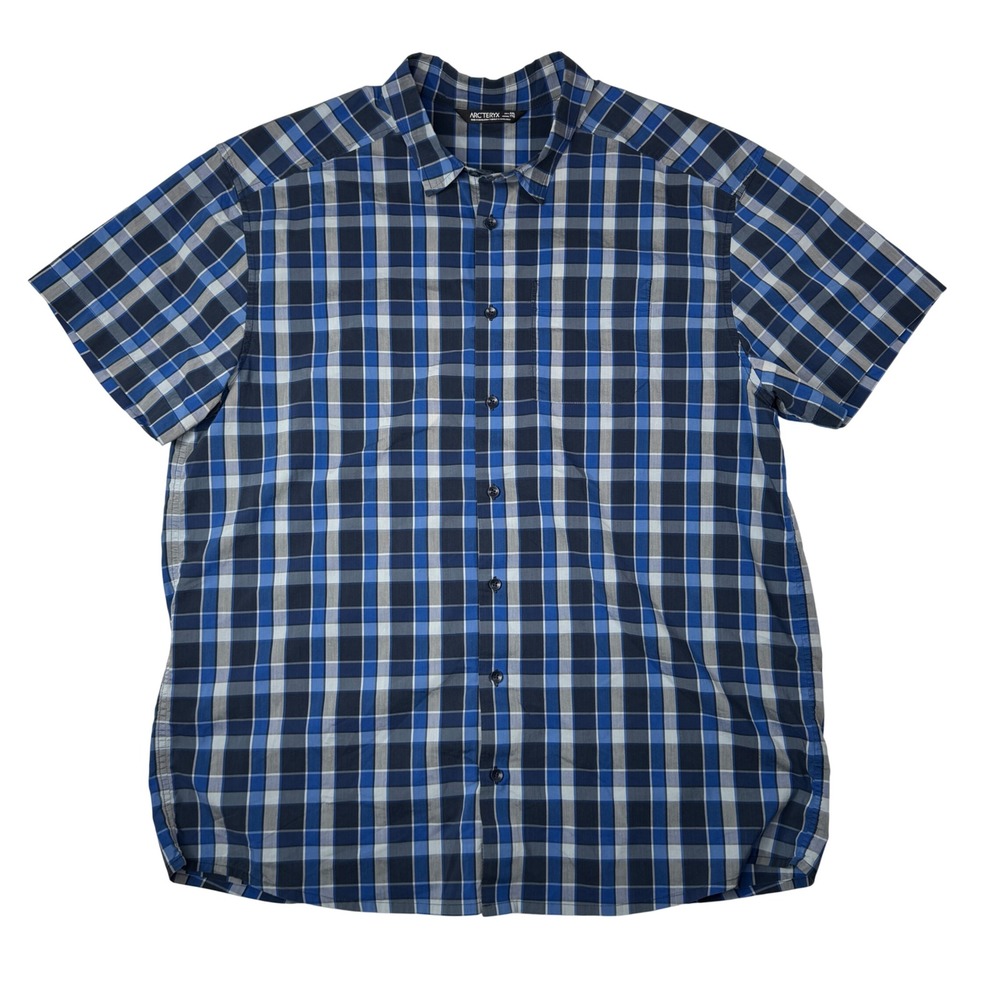 Arcteryx Brohm SS Shirt XXL Blue Plaid Gorpcore Hiking Mens